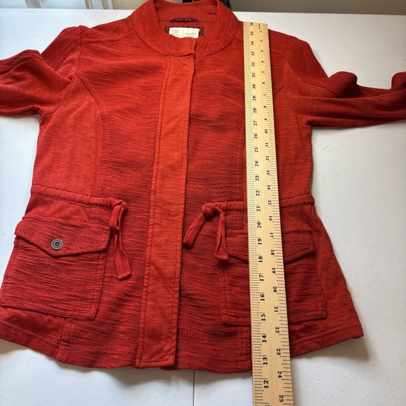 Anthropologie Saturday Sunday Jacket Womens Sz S Rust Zip Snaps Drawstring Waist - Picture 10 of 13